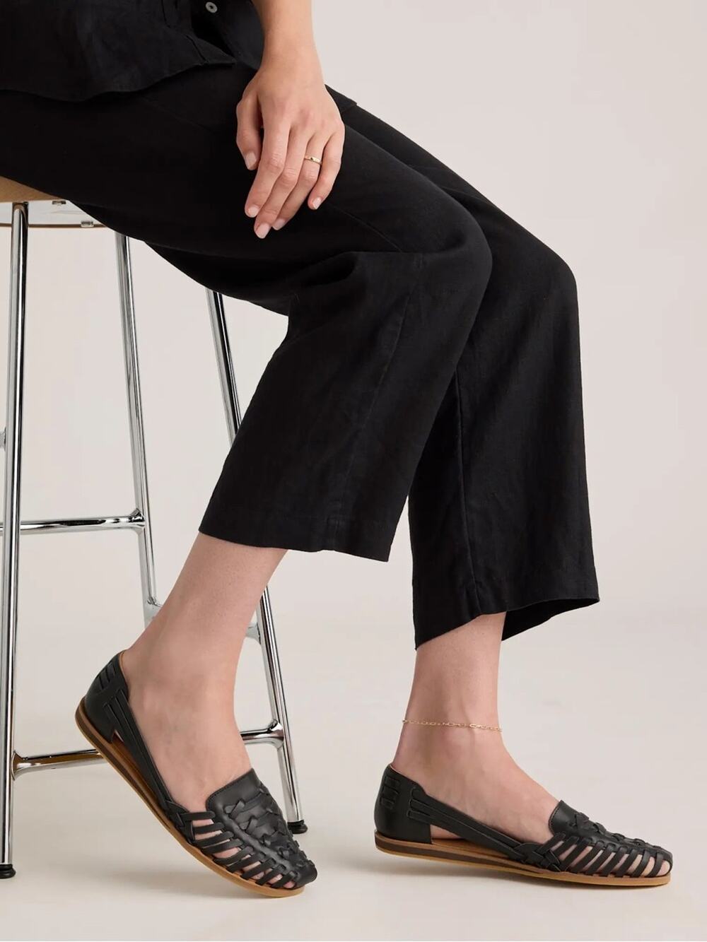Quince Black Woven Leather Flats